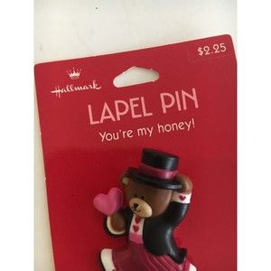 Bear Lapel Pin Vintage Hallmark You're My Honey Valentine Accessory Jewelry